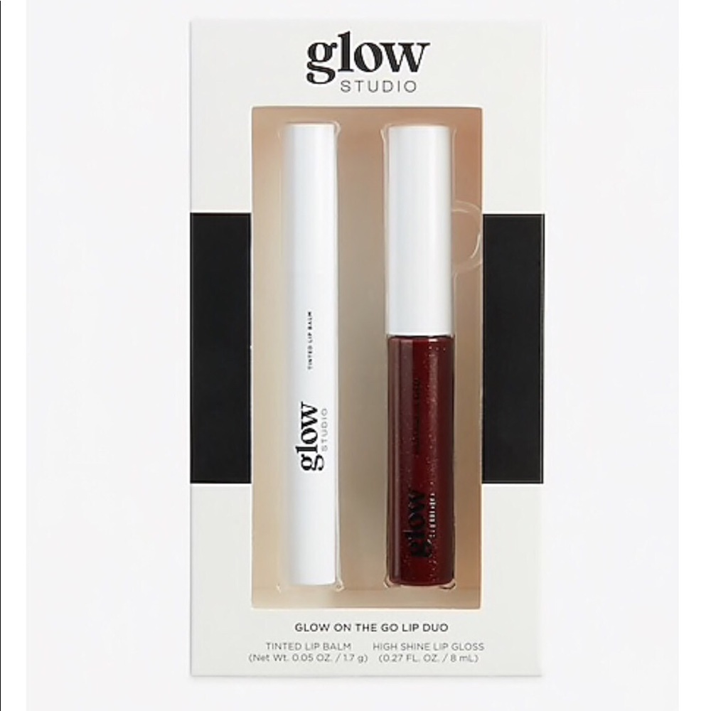 NIB Set Glow Studio Berry On The Go Lip Duo Gloss and Tinted Balm